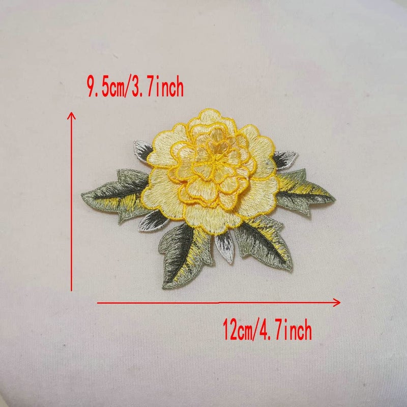 FEEPOP 7pcs Embroidery Rose Embroidery Patch Garment Decoration Patch Sewing Handmade DIY Garment Material (Yellow) - Image 3
